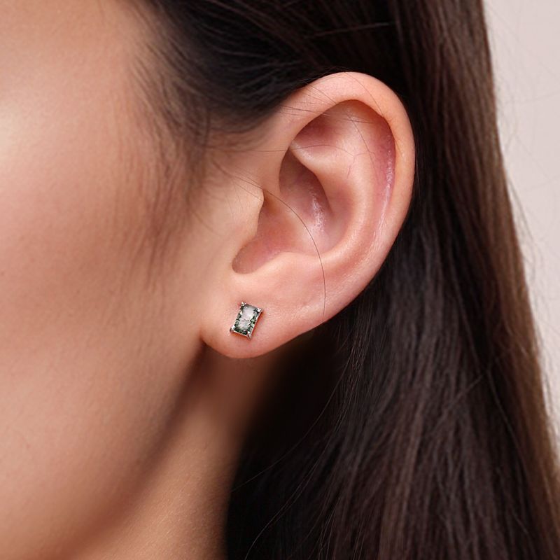 Serenity Green Moss Agate Stud Earrings