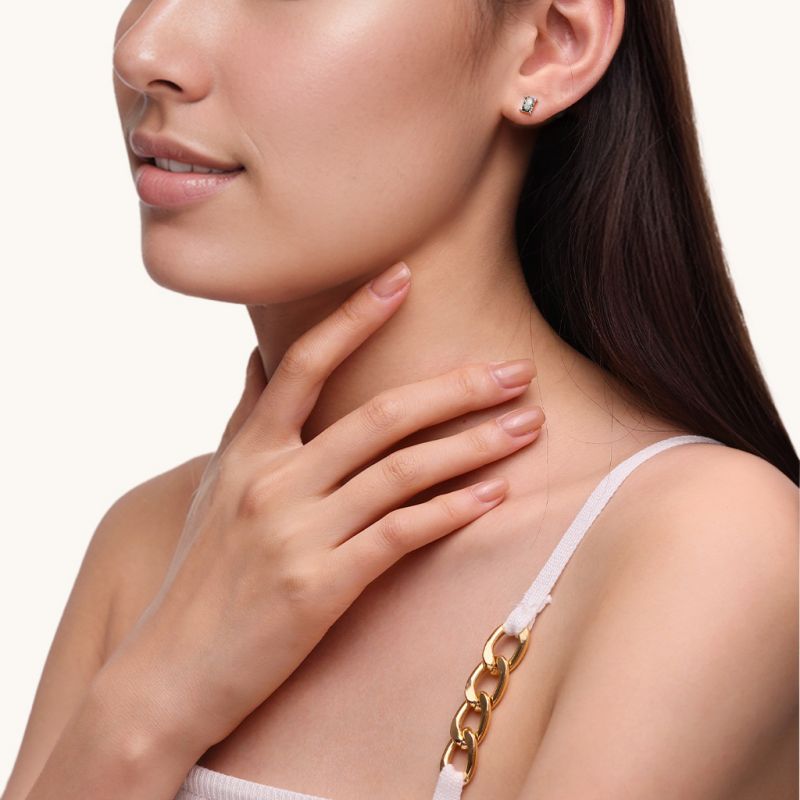 Serenity Green Moss Agate Stud Earrings