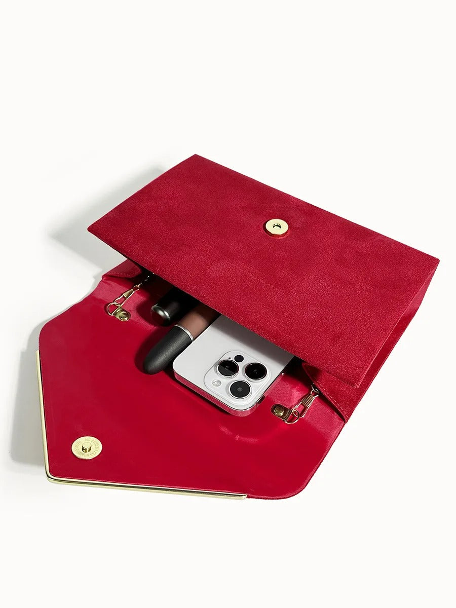Noctura Suede Velvet Envelope Clutch