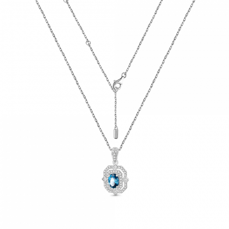 Ocean's Embrace Natural Aquamarine Pendant Necklace