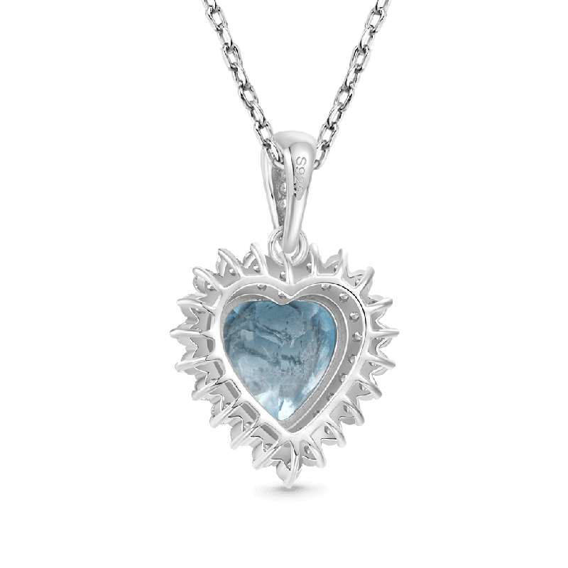 Eternal Blue Heart 925 Sterling Silver Necklace