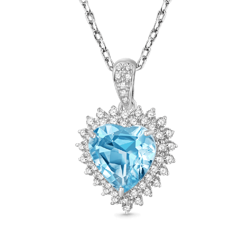 Eternal Blue Heart 925 Sterling Silver Necklace