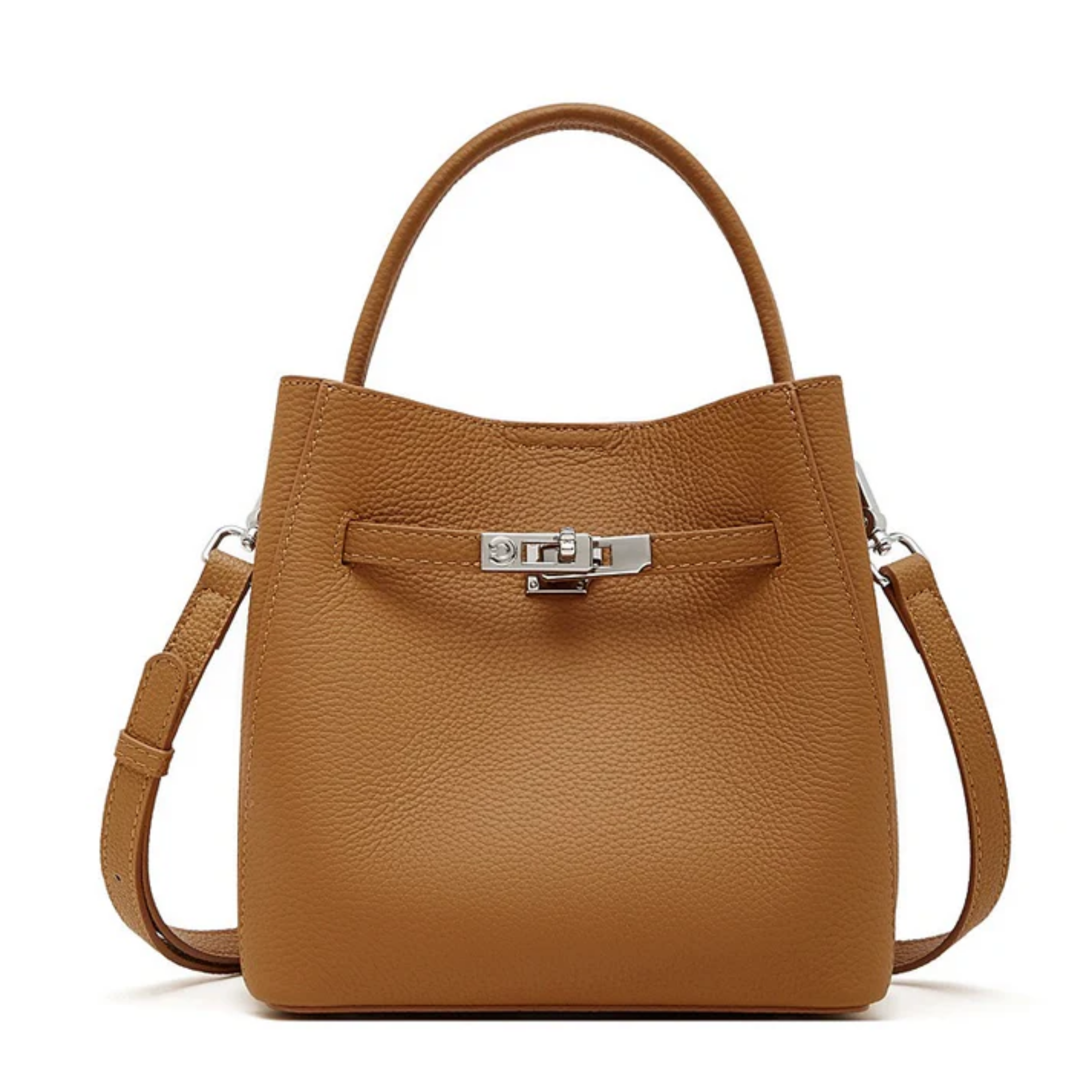 Louisse Genuine Leather Basket Bucket Bag