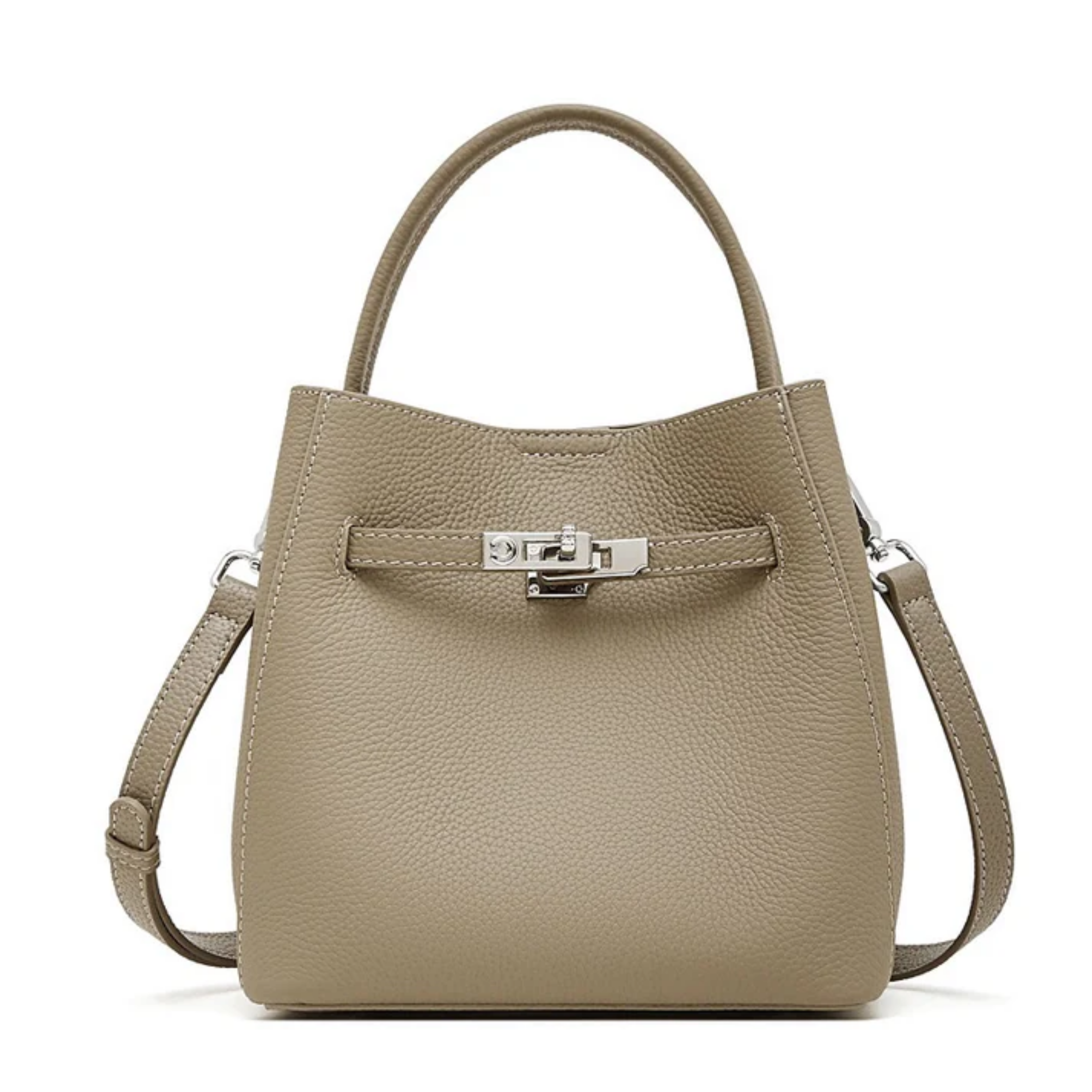 Louisse Genuine Leather Basket Bucket Bag