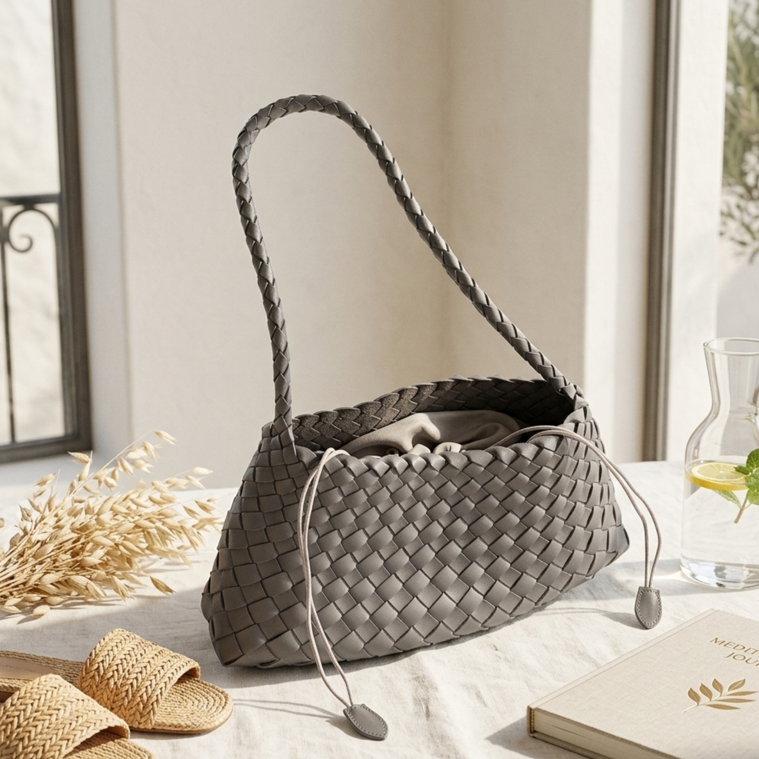 Artisan Handwoven Basket Sailboat Bucket bag - Sustainable Bag