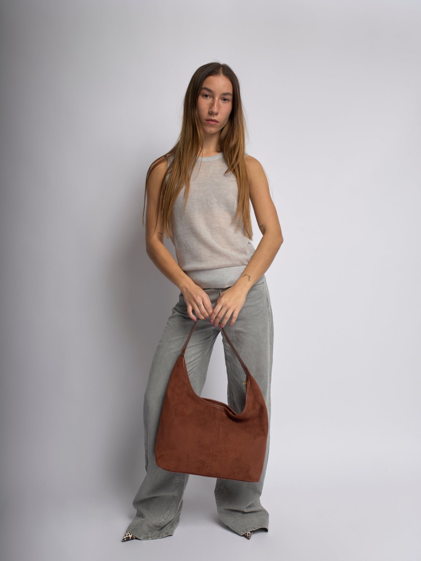 Elegant Vegan Leather Half-Moon Tote