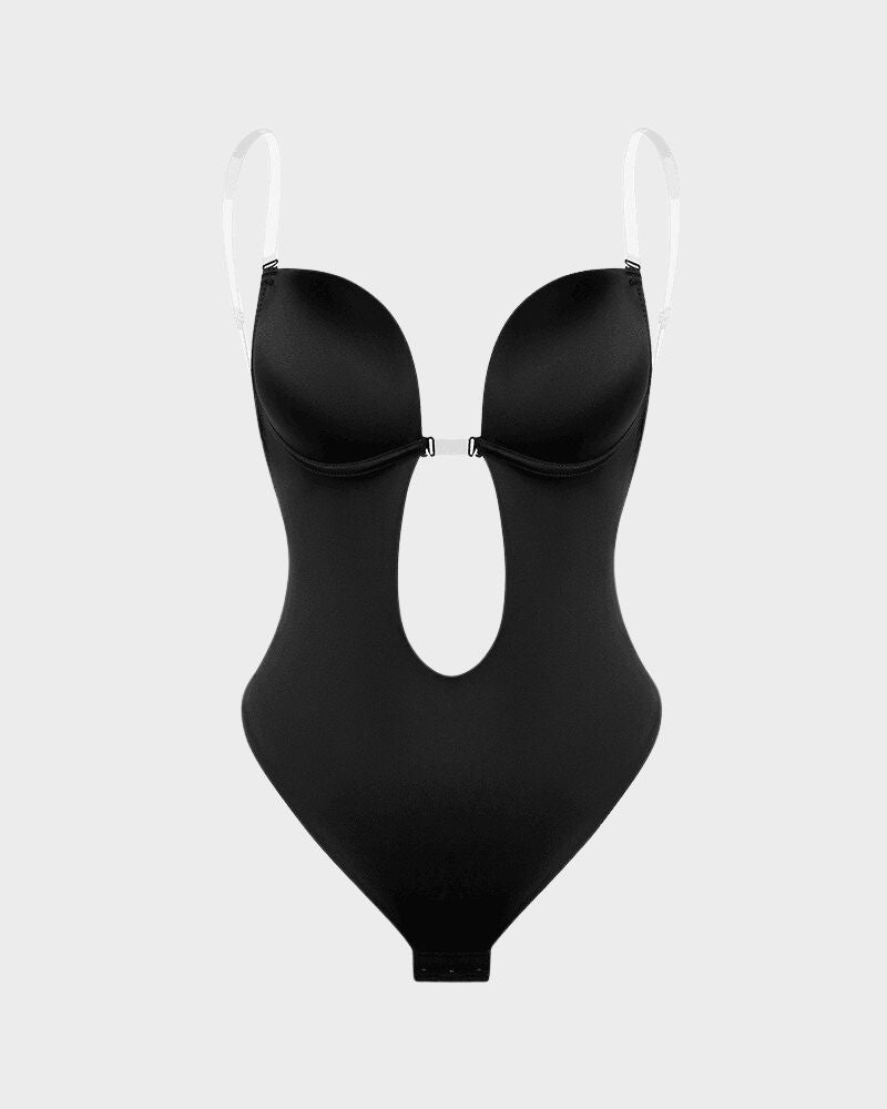 Elegant Allure Strapless U-Plunge Thong Bodysuit