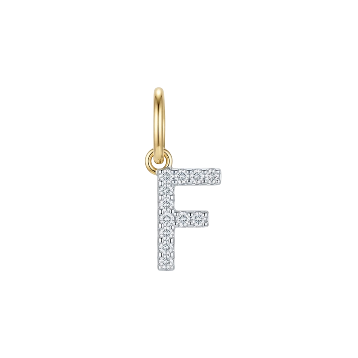 Breloques - Pendentif lettre F ornée de pierres précieuses