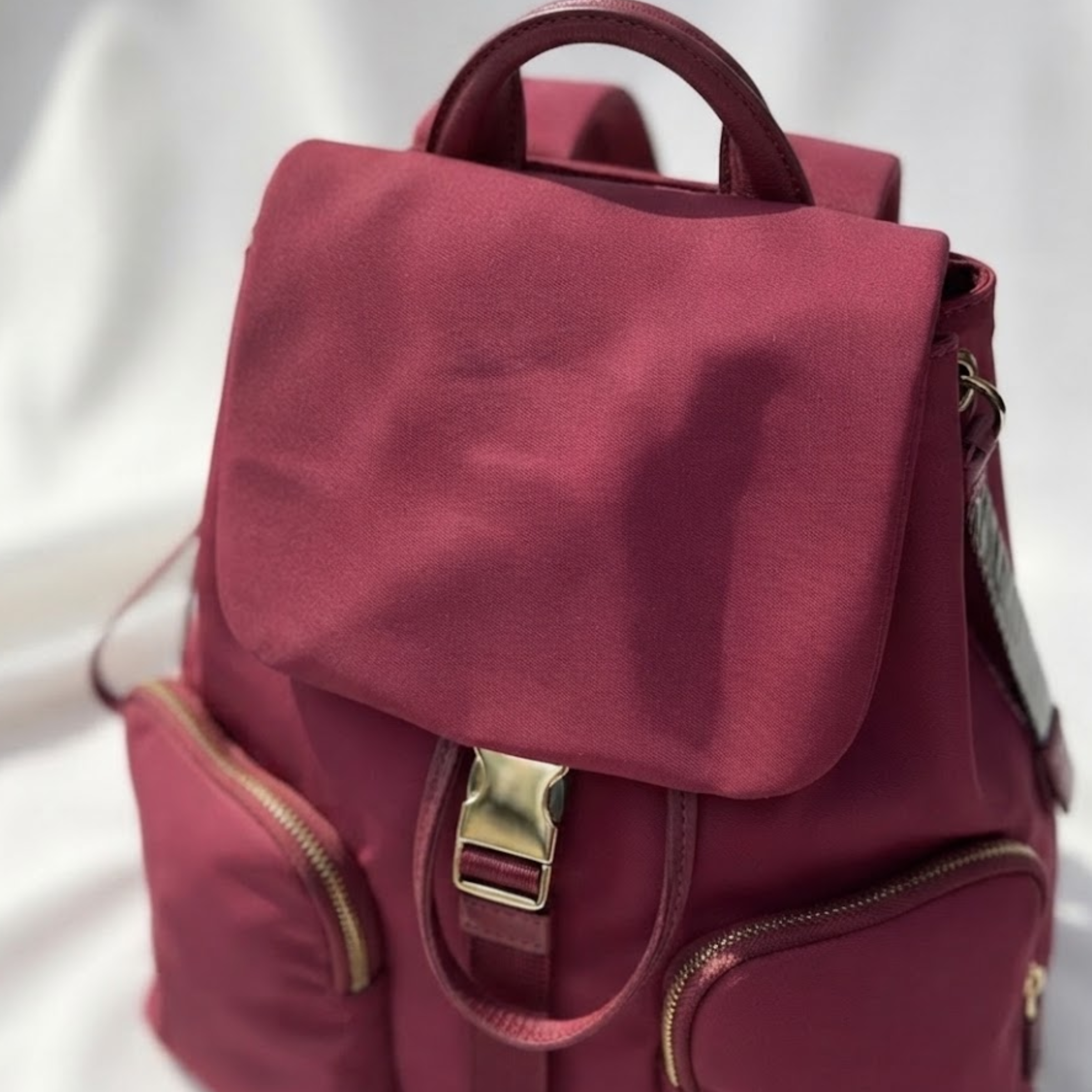Carmine Nylon Drawstring Backpack