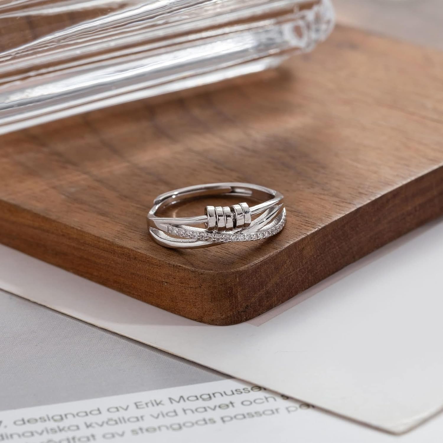 925 Sterling Silver Diamond Cut Fidget Ring / Anxiety Ring