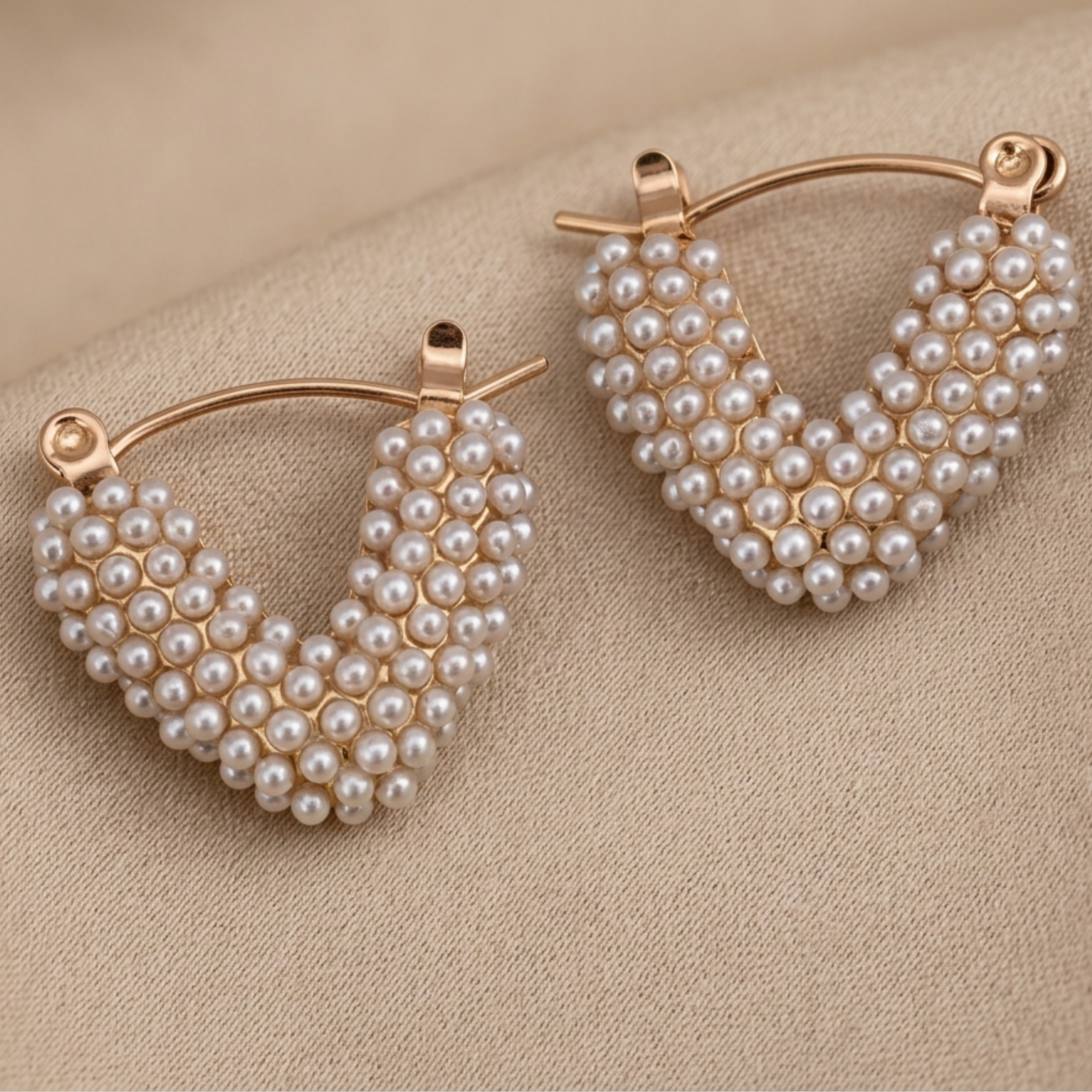 Gaia Heart Pearl Hoop Earrings