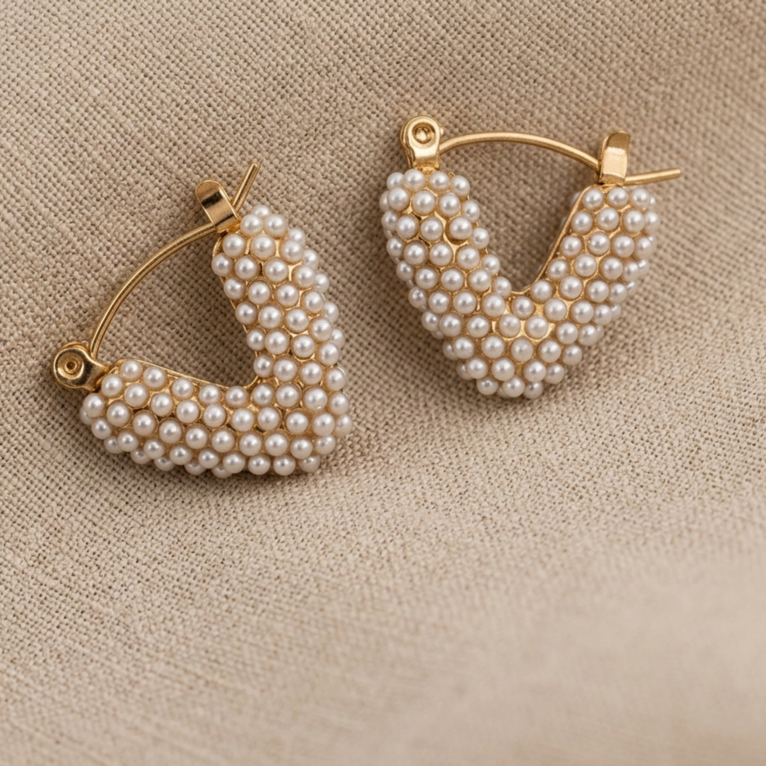 Gaia Heart Pearl Hoop Earrings