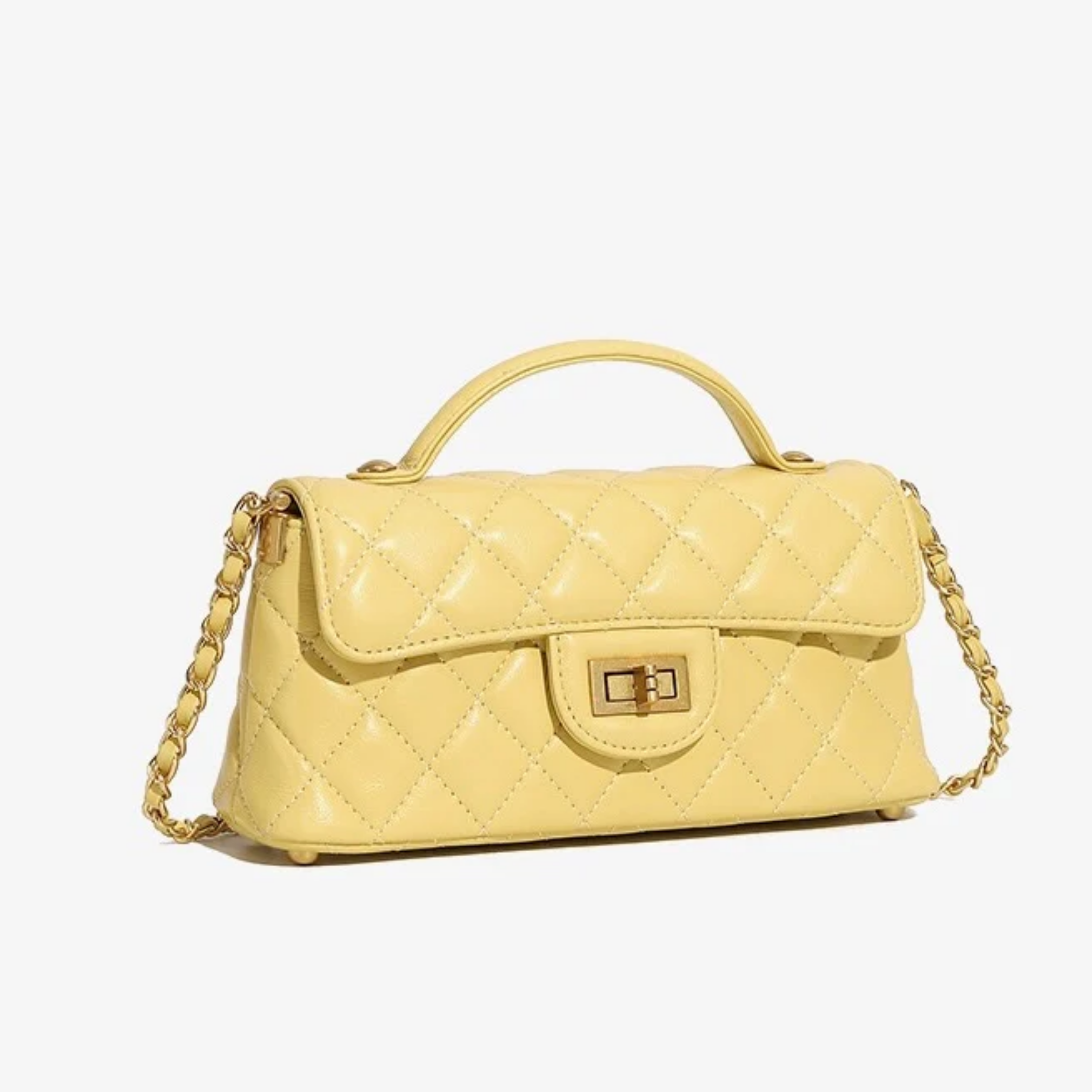 Olythéa Genuine Leather Quilted Chain Shoulder Crossbody Bag