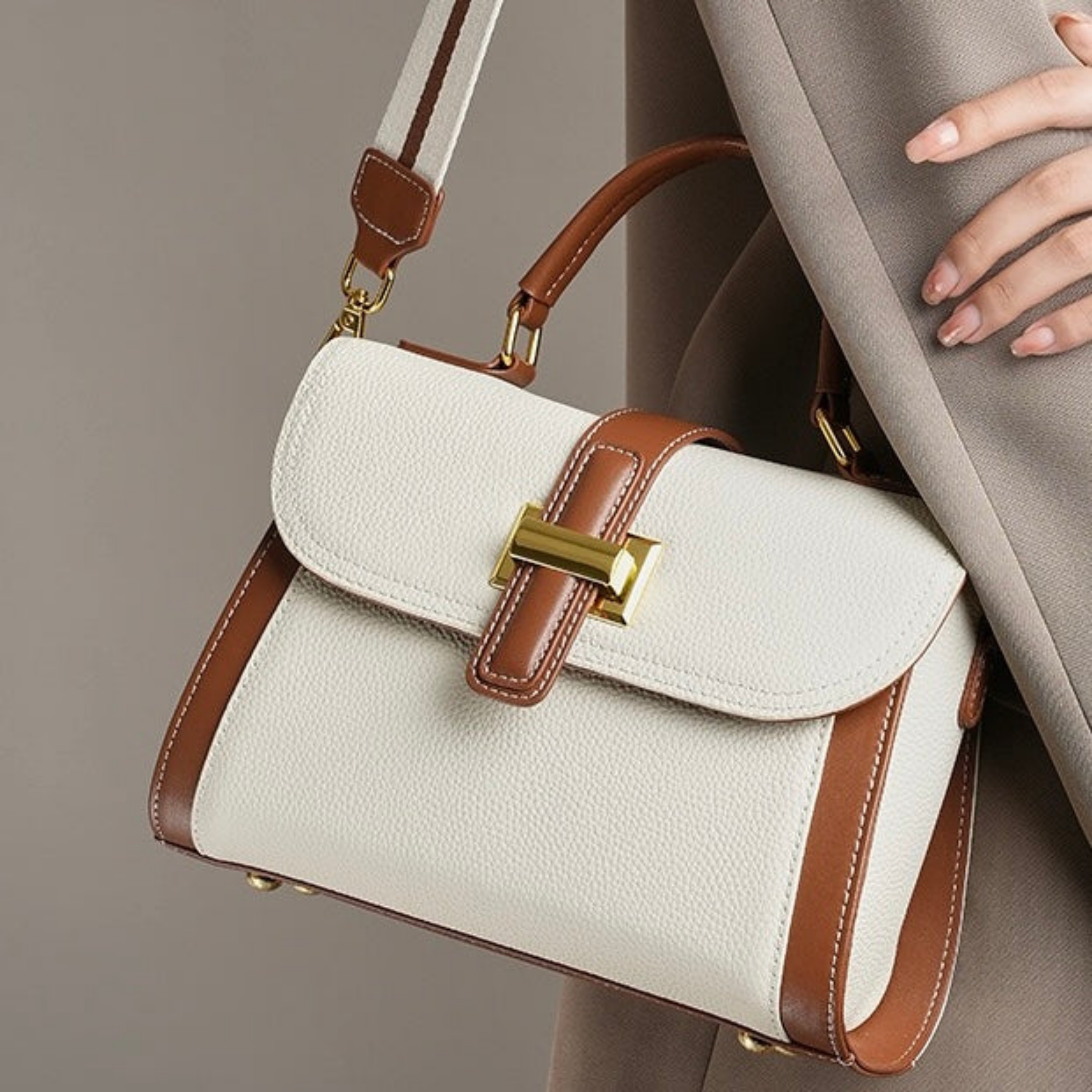 Alondra Leather Structured Top Handle Crossbody Bag