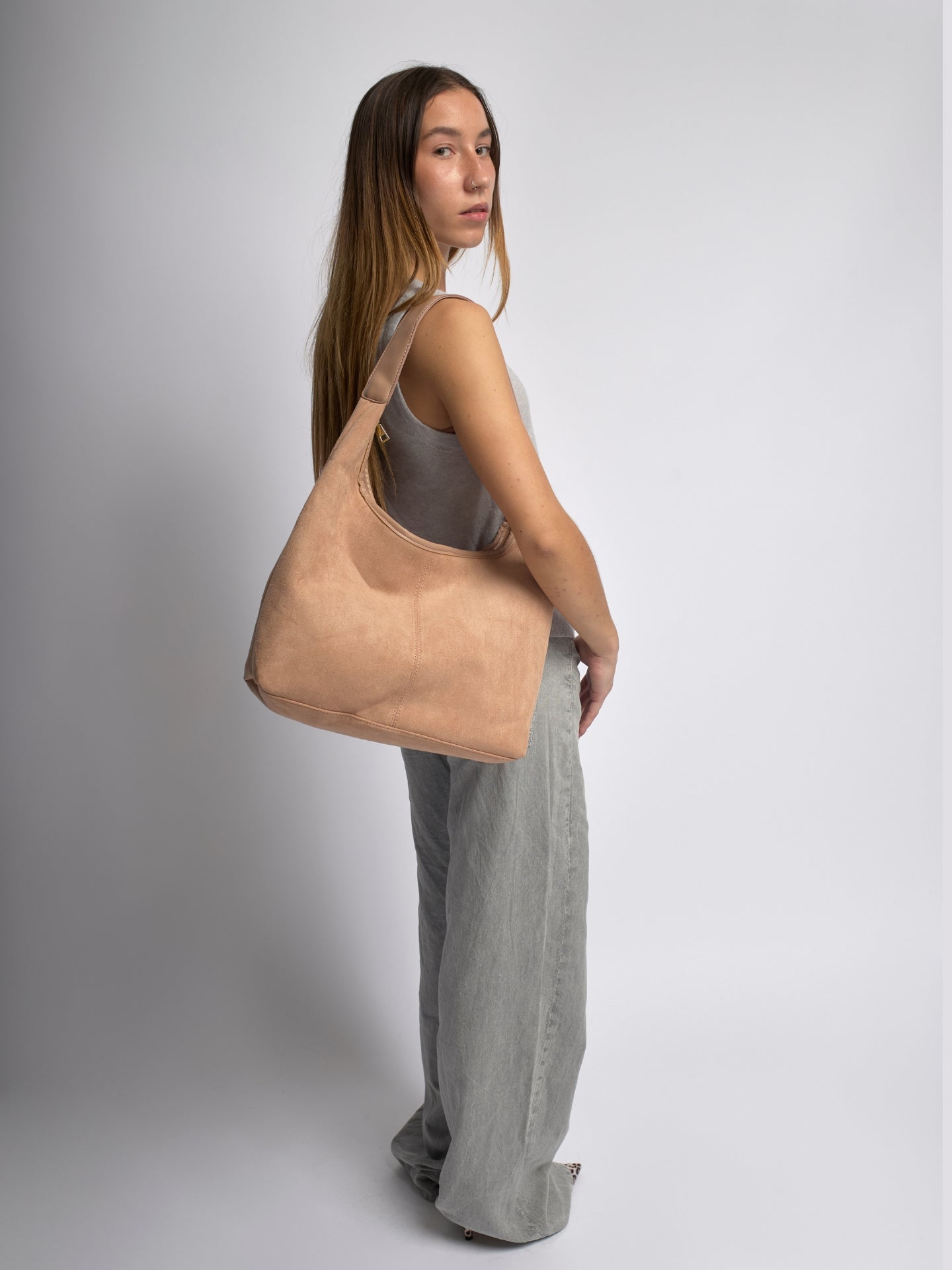 Elegant Vegan Leather Half-Moon Tote