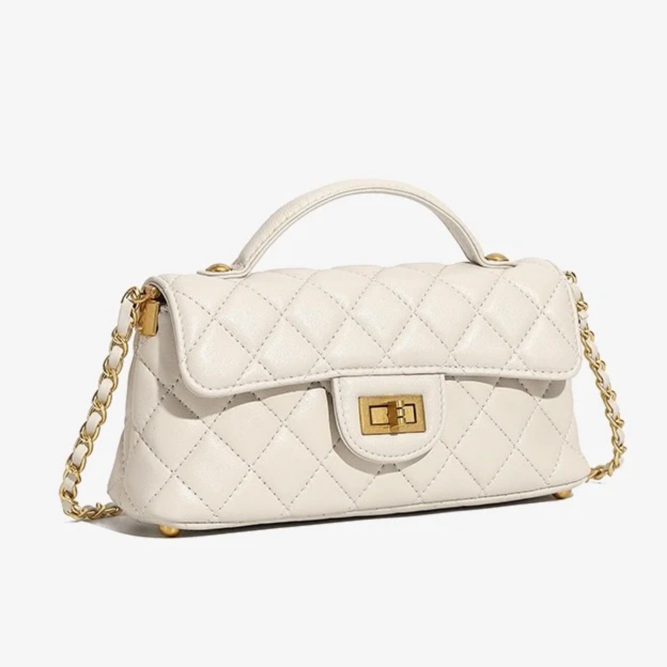 Olythéa Genuine Leather Quilted Chain Shoulder Crossbody Bag