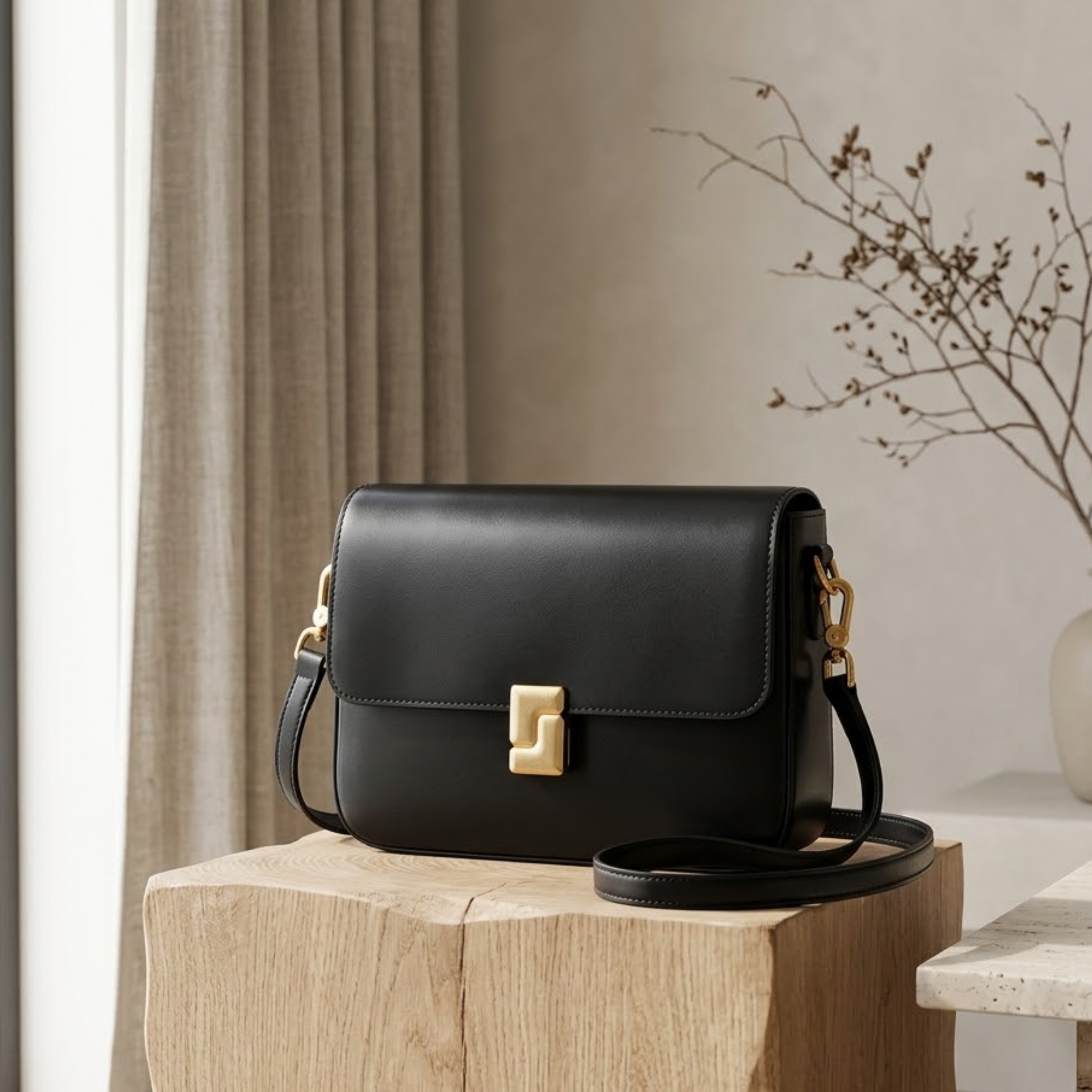 Violethé Genuine Leather Shoulder Box Bag