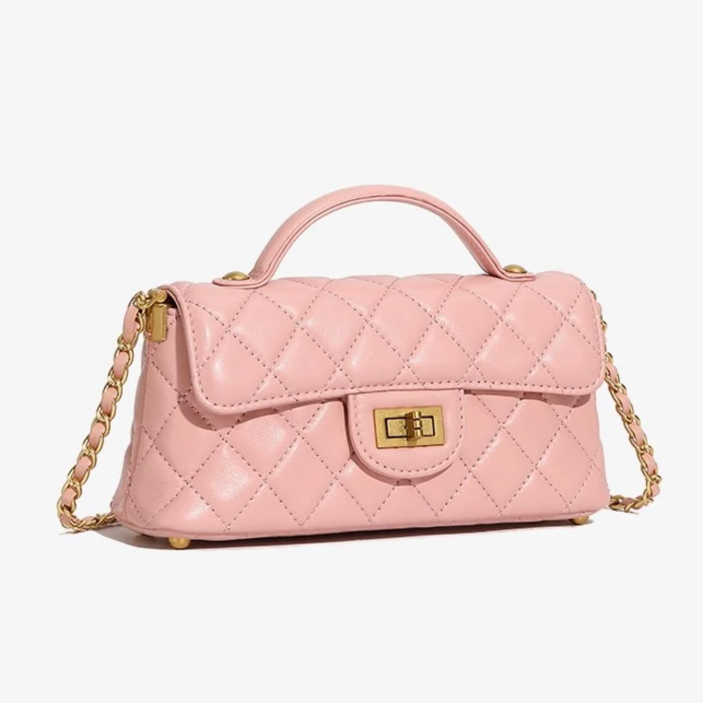 Olythéa Genuine Leather Quilted Chain Shoulder Crossbody Bag
