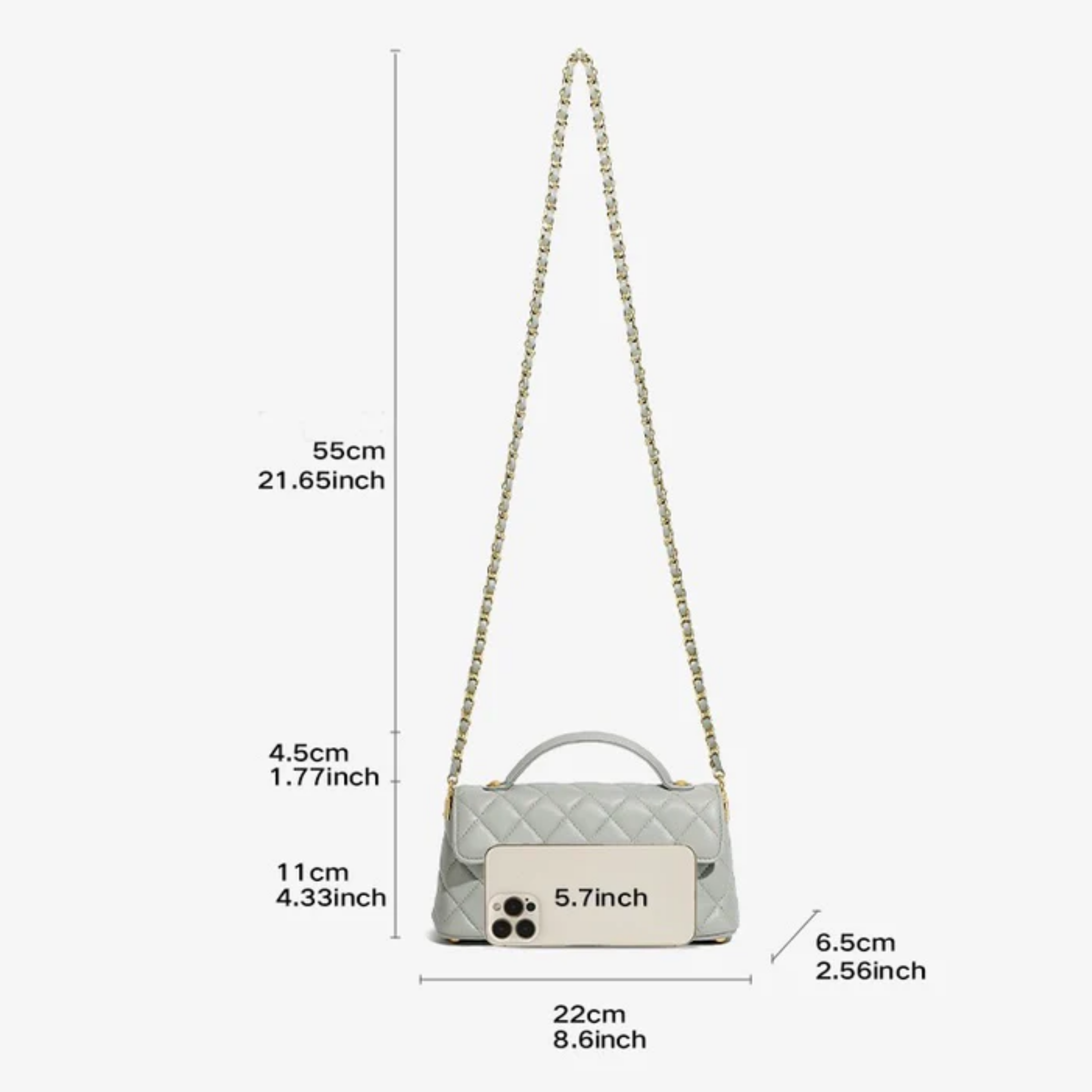 Olythéa Genuine Leather Quilted Chain Shoulder Crossbody Bag