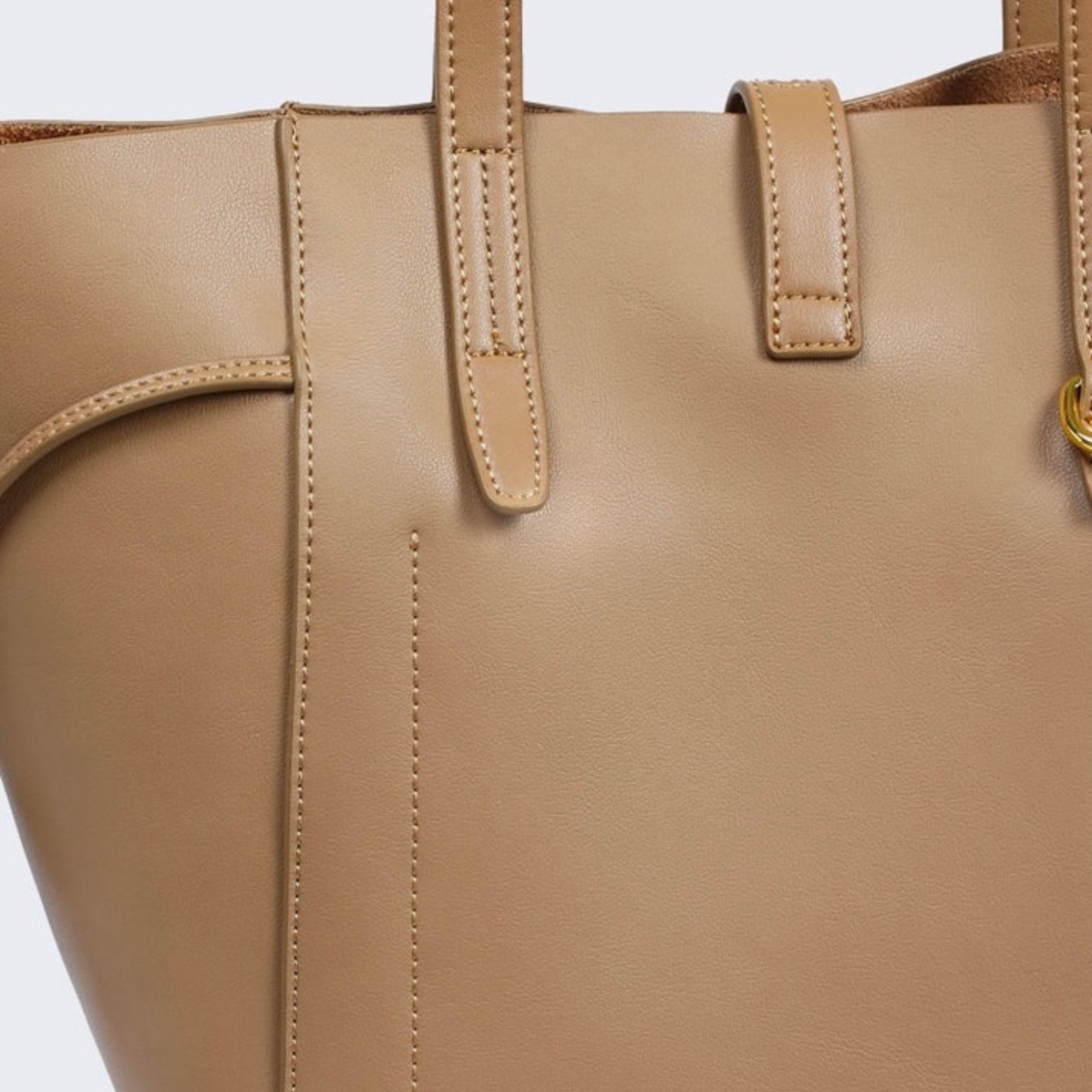 Alina Genuine Leather Vintage Lock Buckle Tote Bag