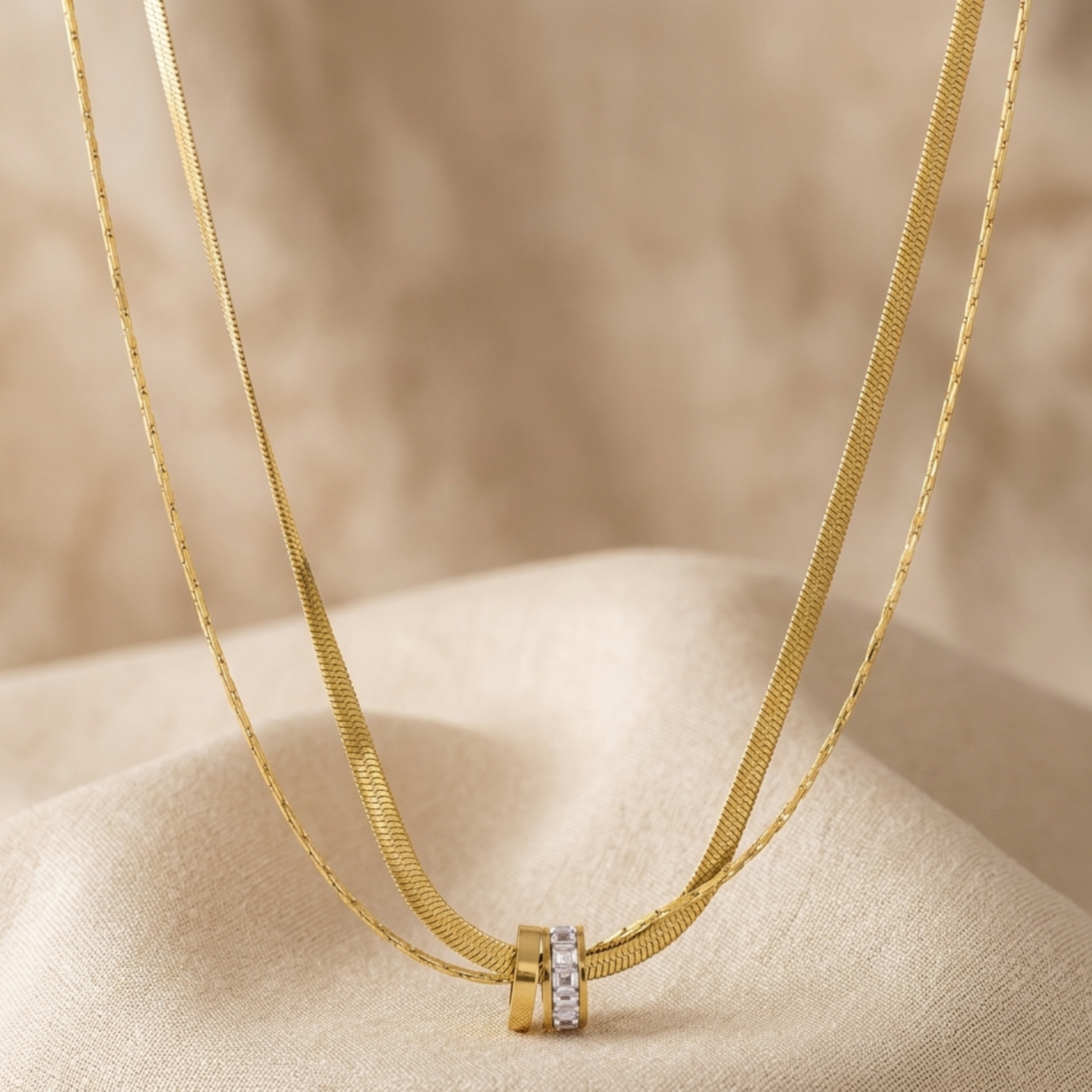 Virelle Gilded Rings Layered Necklace