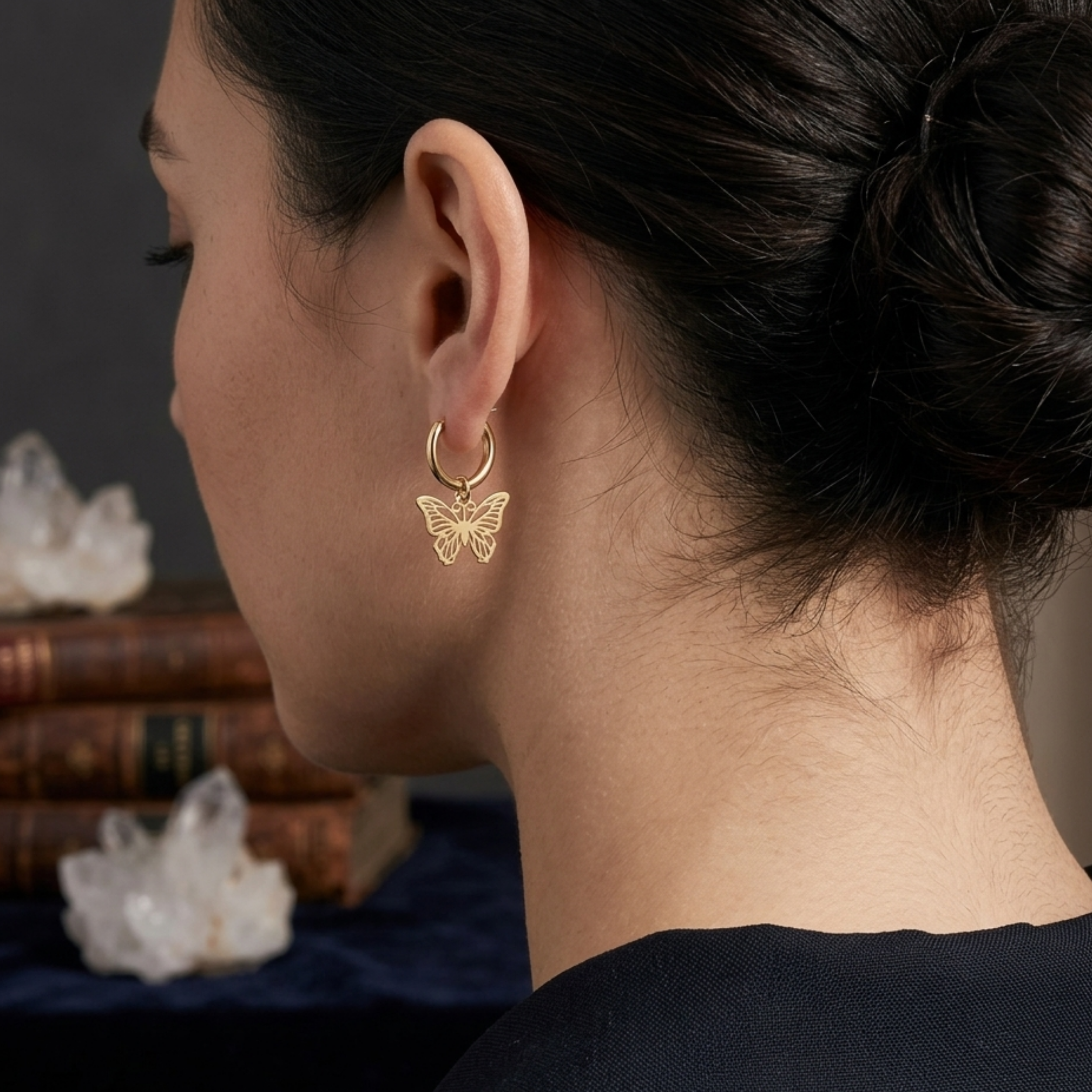 Elysia Butterfly Hoop Earrings