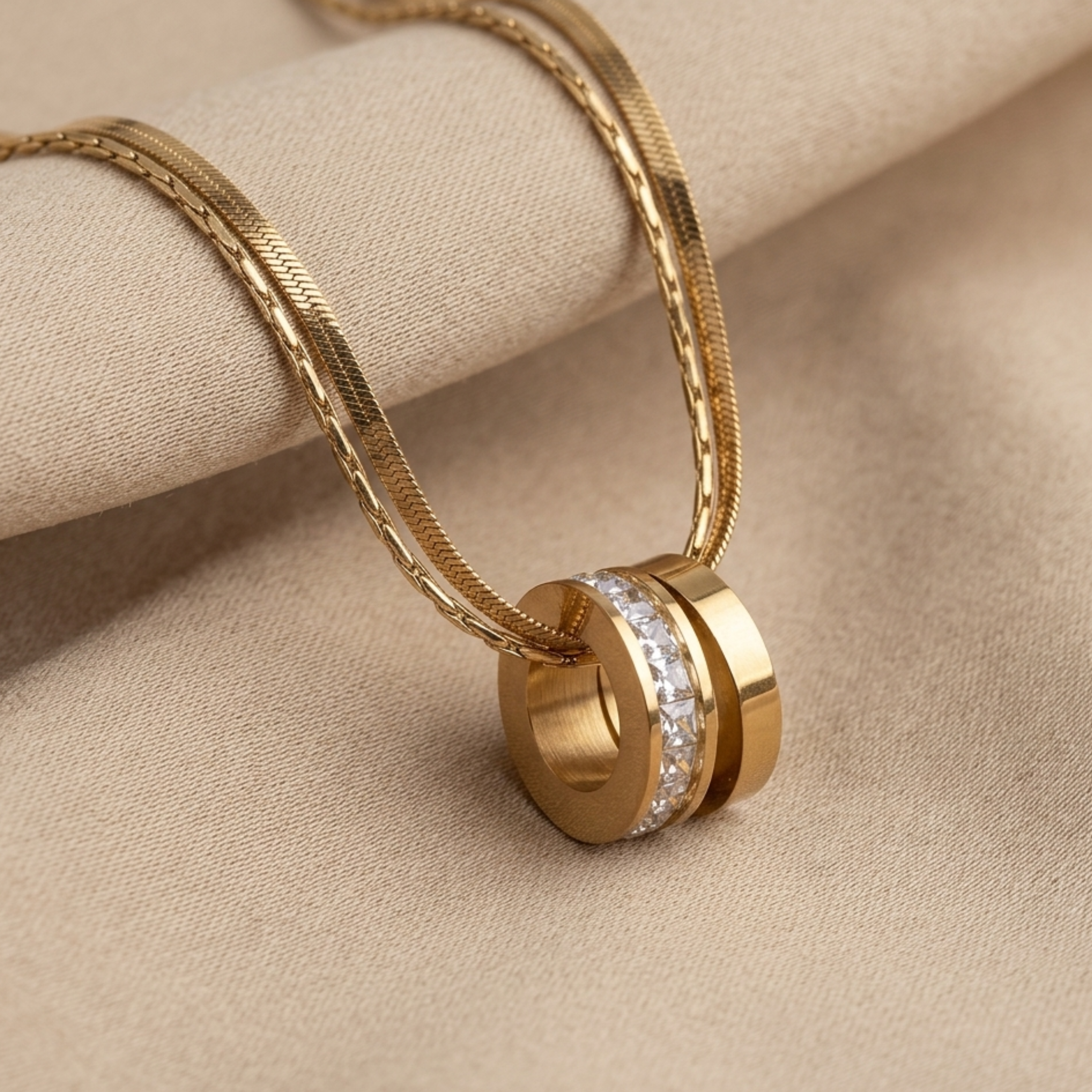Virelle Gilded Rings Layered Necklace