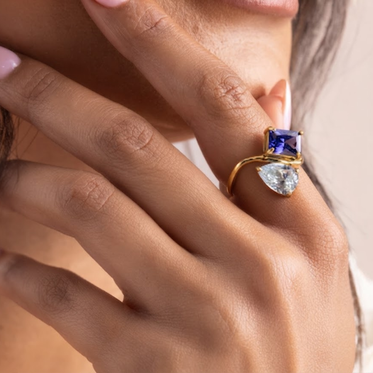 Alethiea Selene Birthstone Gold Ring