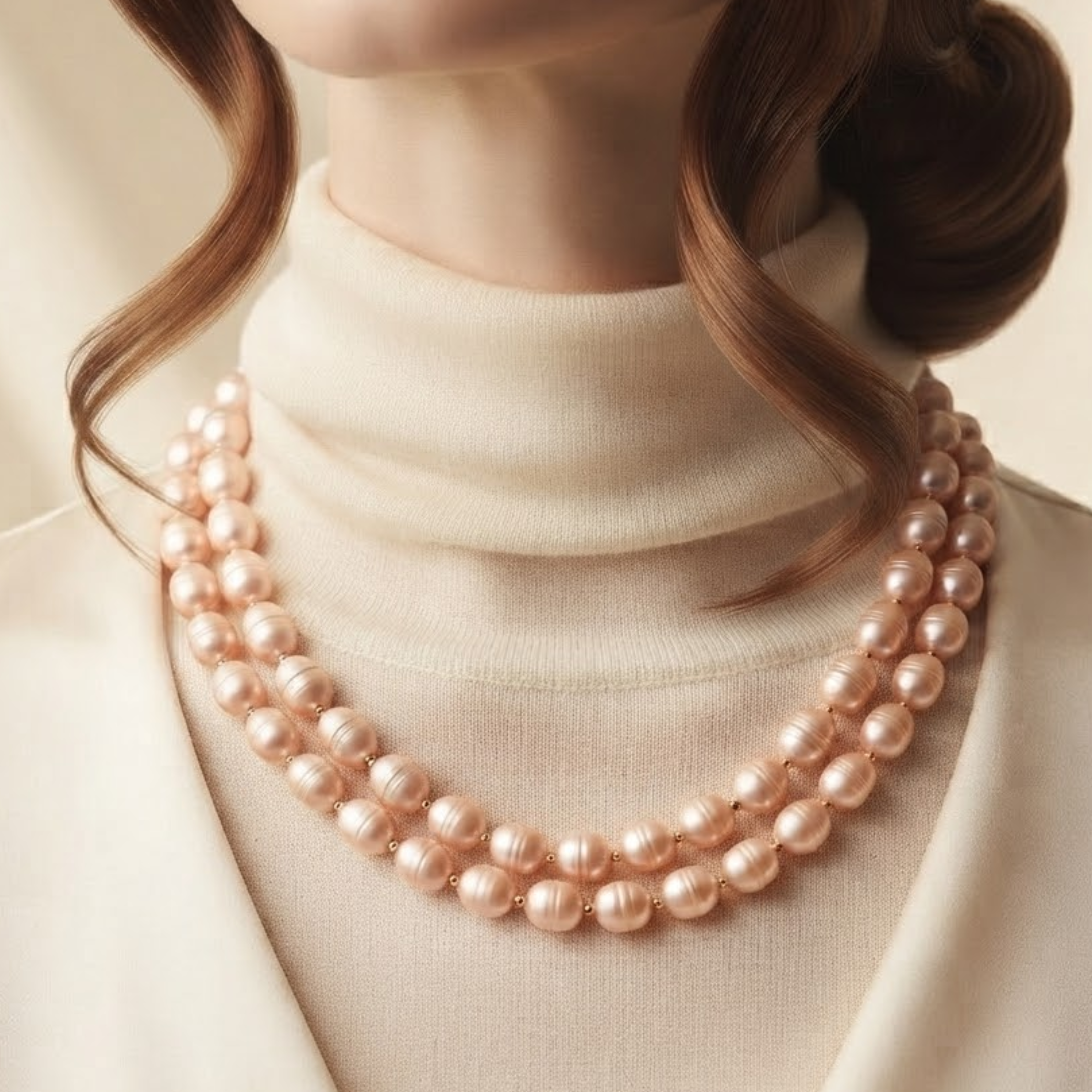 Collier de perles naturelles Rosélia en or rose de la mer du Sud