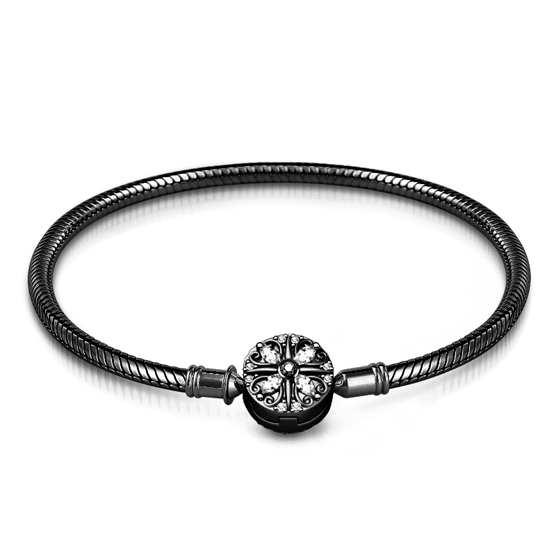 Midnight Clover Sterling Silver Bracelet