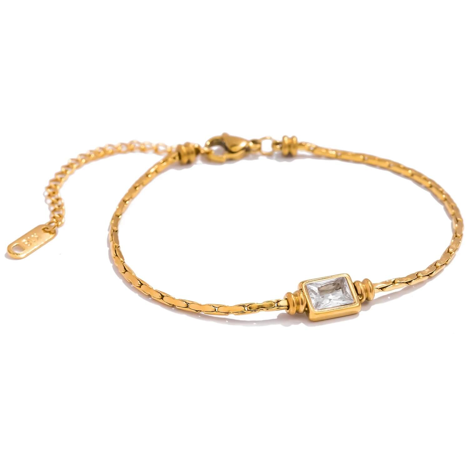 Minimalist Callie Crystal Pendant Bracelet – Gold & Silver Adjustable