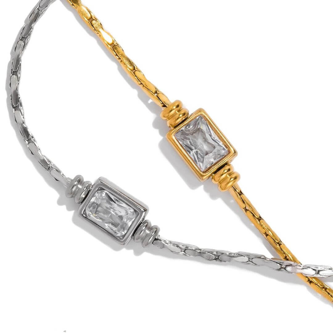Minimalist Callie Crystal Pendant Bracelet – Gold & Silver Adjustable