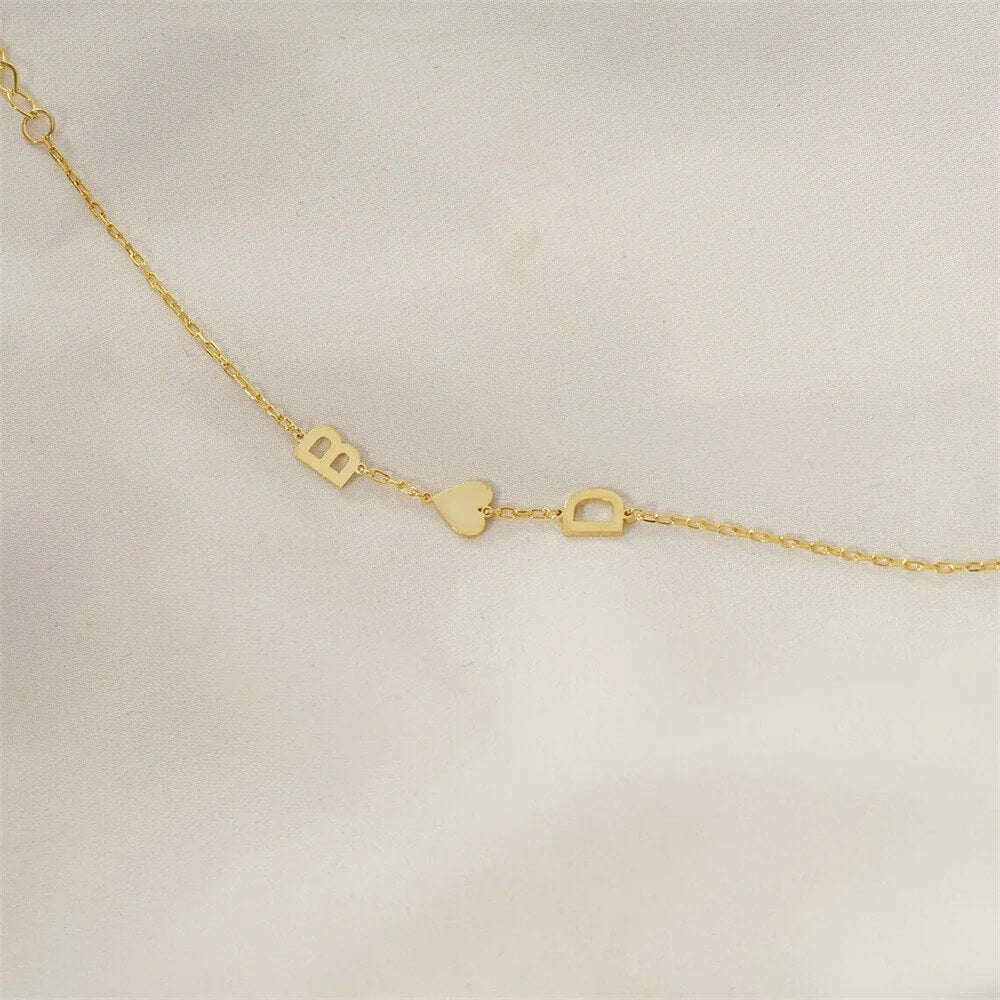 Personalized Heart Initial Necklace with Elegant Chain