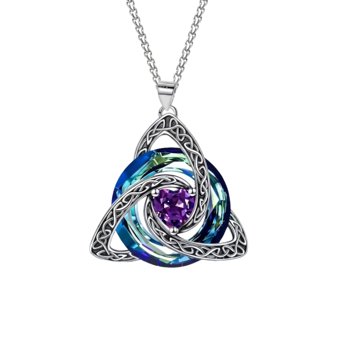 Collier pendentif Trinity Knot avec pierre de naissance de Hannah