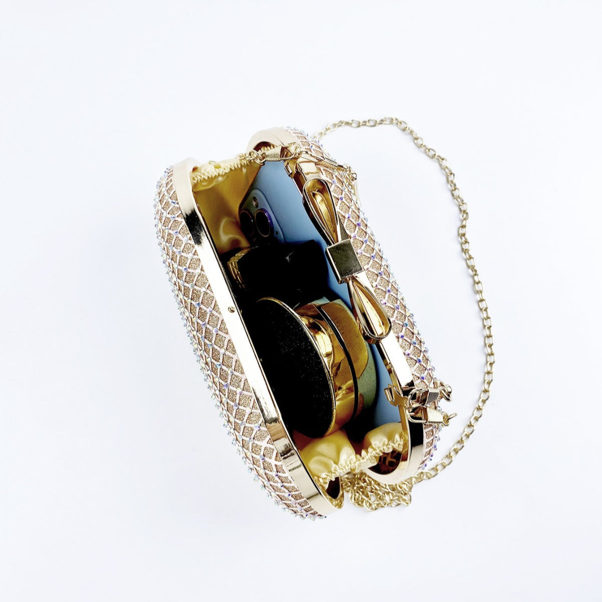 Aurora Glam Bow Clutch-Gold Elegance Edition