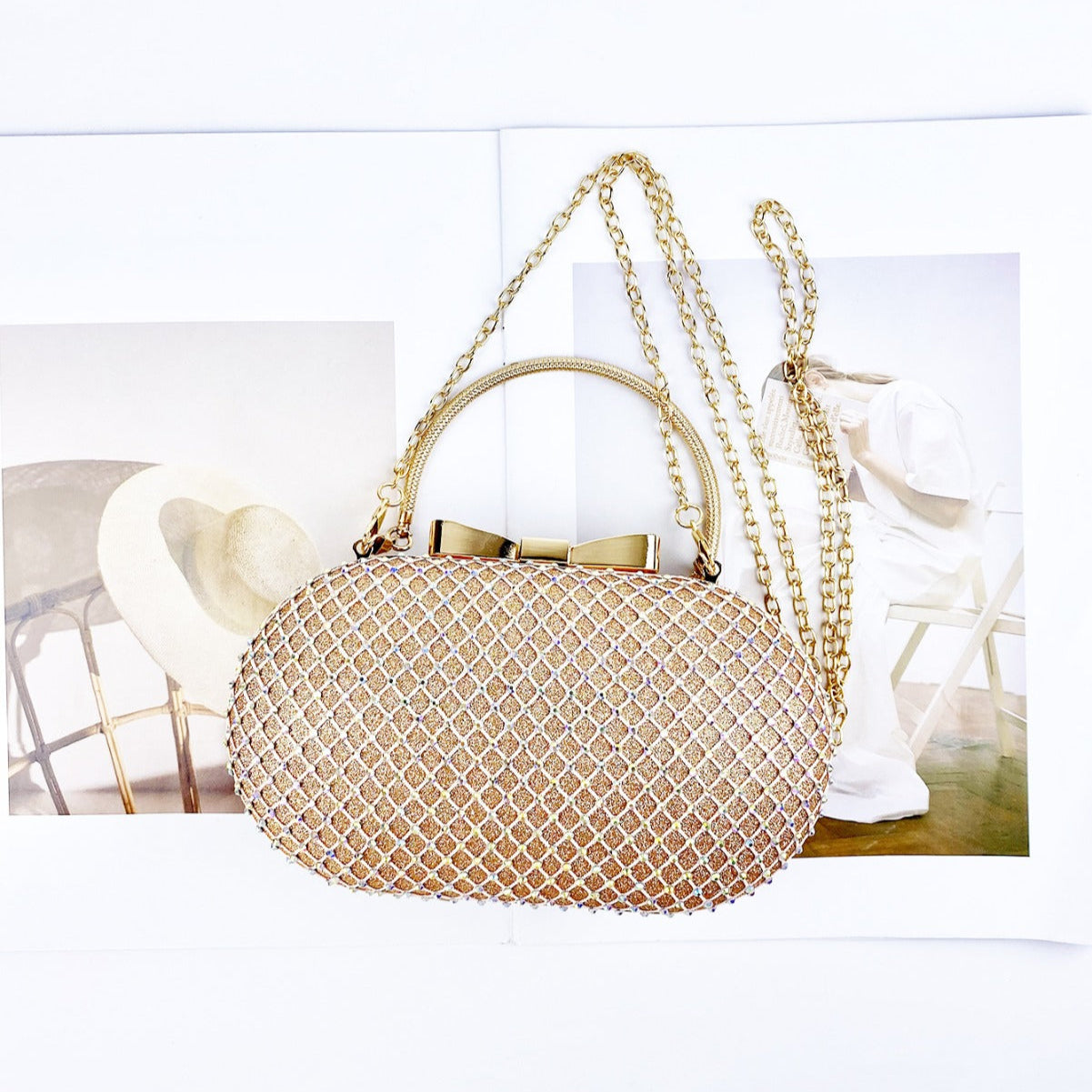 Aurora Glam Bow Clutch-Gold Elegance Edition