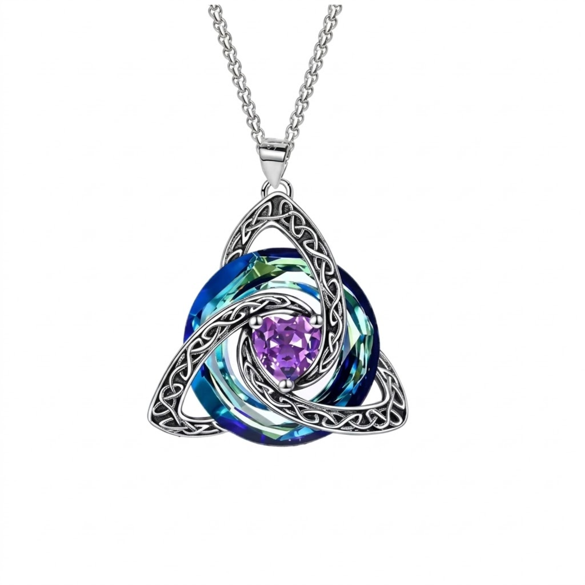 Collier pendentif Trinity Knot avec pierre de naissance de Hannah