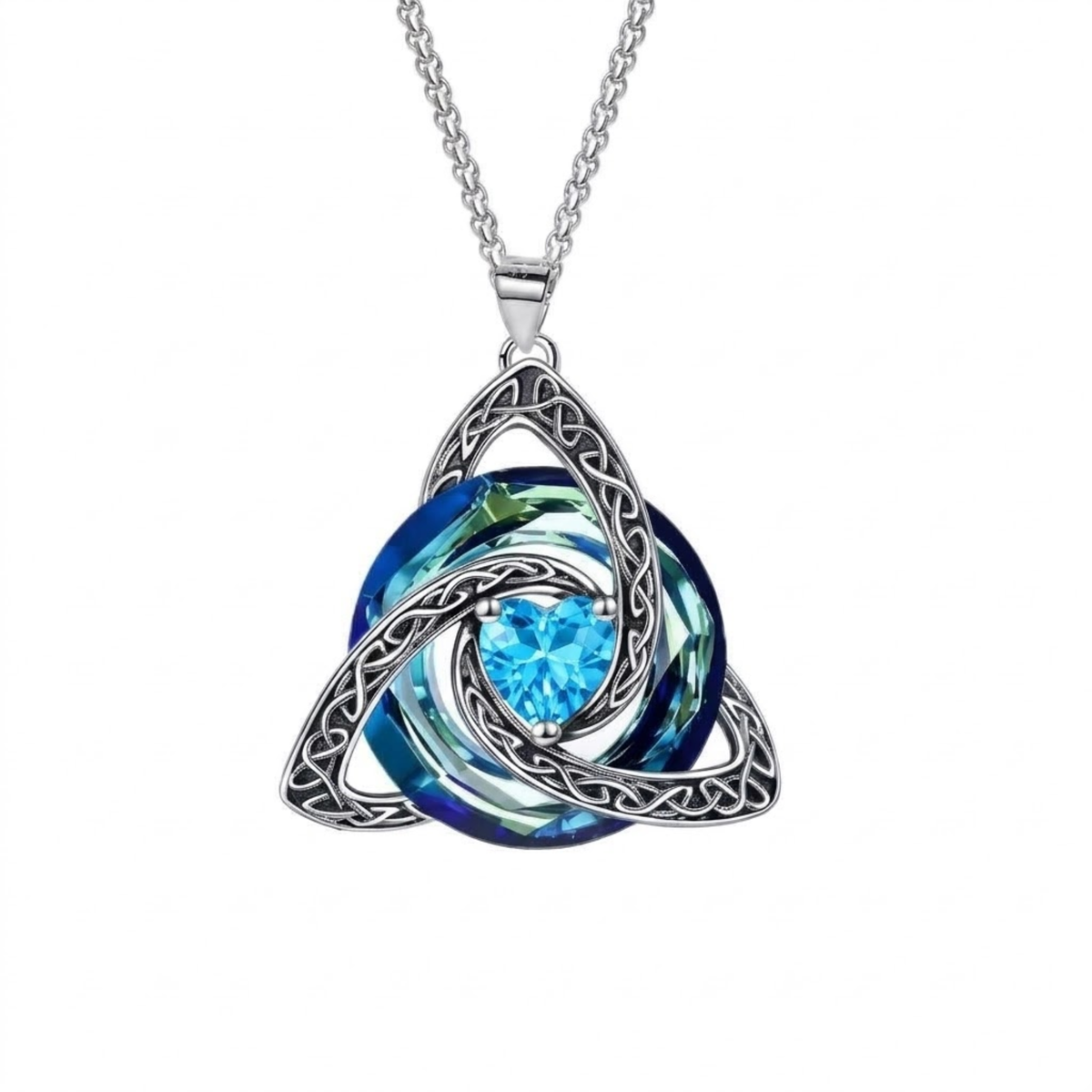 Collier pendentif Trinity Knot avec pierre de naissance de Hannah