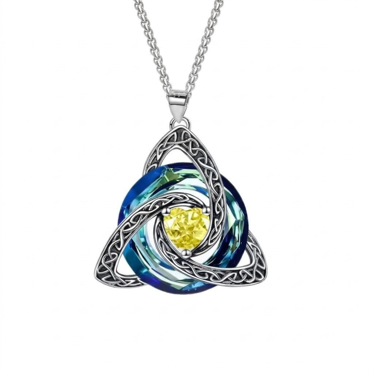 Collier pendentif Trinity Knot avec pierre de naissance de Hannah