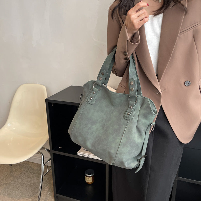 Velvet Voyage Vintage Vegan Suede-Style Crossbody Tote