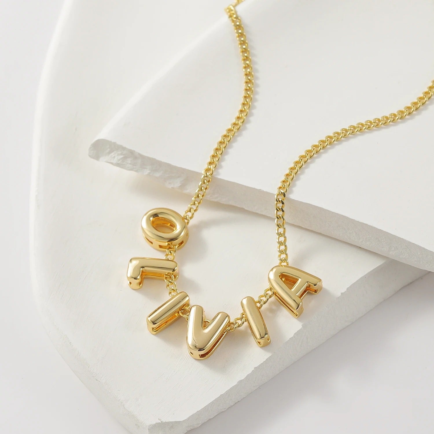 Personalised Olivia Bubble Name Necklace