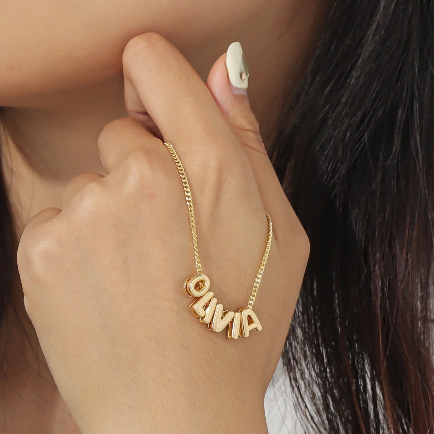 Personalised Olivia Bubble Name Necklace