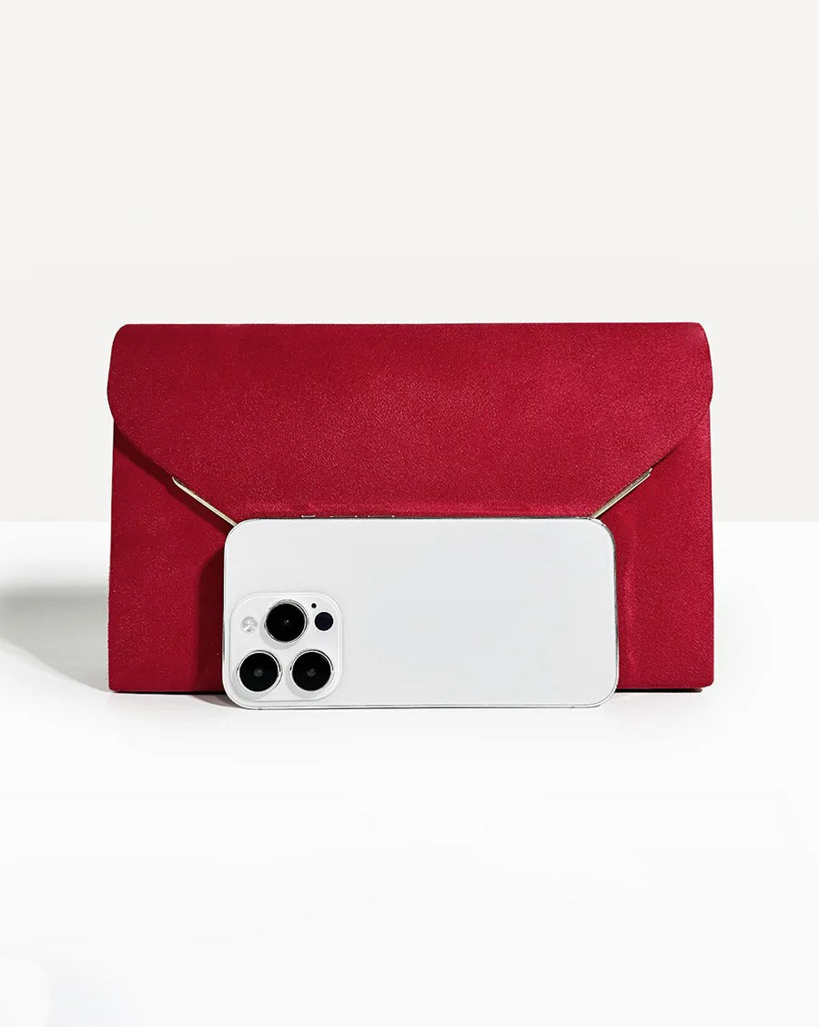 Noctura Suede Velvet Envelope Clutch