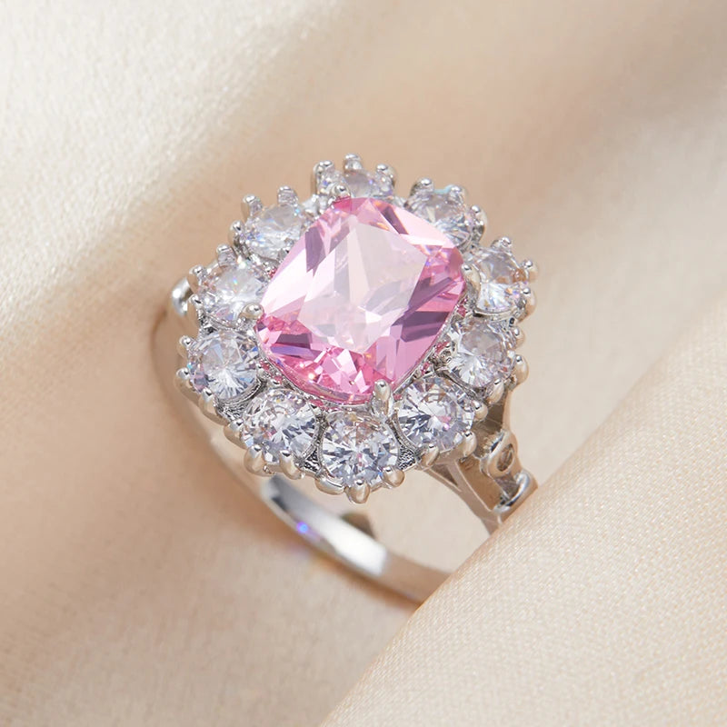 Heart Shape Pink Diamond Cut 925 Sterling Silver Promise Ring
