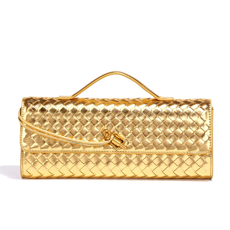 Chic Woven Vegan Leather Clutch