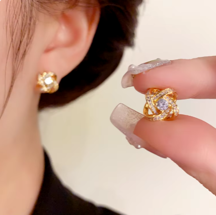 Elegant Ariadne Cross Hollow Geometric Stud Earrings – Exquisite Jewelry for Weddings & Parties