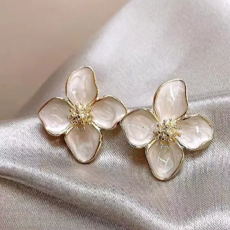 Elegant Hibiscus Dropped Glaze Flower Stud Earrings for Women - Delicate Floral Jewelry by Ariadne