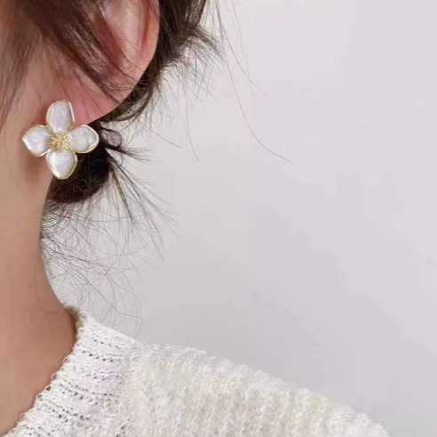 Elegant Hibiscus Dropped Glaze Flower Stud Earrings for Women - Delicate Floral Jewelry by Ariadne
