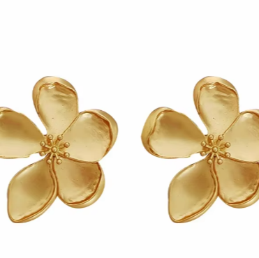Elegant Metallic Flower Stud Earrings for Women