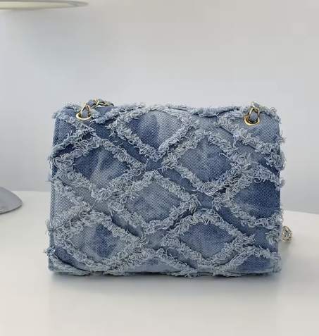 Celeste Quilted Denim Chain Bag